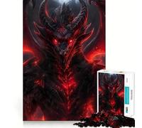 Puzzle da 1000 pezzi con drago rosso fiammeggiante e malvagio per adolescenti ideale per rafforzare la memoria rilassarsi e divertirsi con bordi lisci e la lista dei desideri di Babbo Natale (50x75cm)
