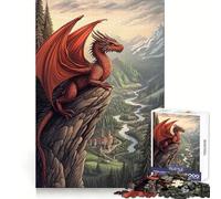 Puzzle da 1000 pezzi con drago rosso sulla cima di una montagna per adulti, ideale per stimolare la memoria, giocare in gruppo, creare un disegno e creare una sorpresa natalizia (38x52cm)
