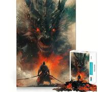 Puzzle da 1000 pezzi con drago samurai e mostro, ideale per adulti, per rafforzare la memoria, alleviare lo stress e creare un'atmosfera piacevole Perfetto per un compleanno a sorpresa (50x75cm)