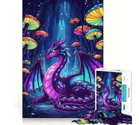 Puzzle da 1000 pezzi con drago viola nella grotta dei funghi per adulti, ideale per rafforzare la memoria, attività domestica, bordi netti, regalo festivo (38x26cm)