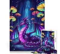 Puzzle da 1000 pezzi con drago viola nella grotta dei funghi per adulti, ideale per rafforzare la memoria, attività domestica, bordi netti, regalo festivo (38x26cm)