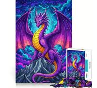 Puzzle da 1000 pezzi con drago viola sulla cima di una montagna, ideale per ragazzi, gioco di abilità mentale, divertimento rilassante, design da assemblare, (38x52cm)