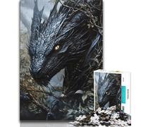 Puzzle da 1000 pezzi con drago volante nero fantasy per adolescenti giocattoli giochi educativi antistress interazione genitore-figlio (50x75cm)