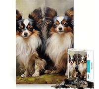 Puzzle da 1000 pezzi con due cani Papillon, incastro perfetto Gioco stimolante per la mente, ideale per il relax e come decorazione natalizia da parete (50x75cm)