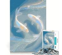 Puzzle da 1000 pezzi con due carpe koi in acqua blu, incastro perfetto, gioco artistico, sfida mentale, divertimento per il tempo libero, regalo di compleanno (50x75cm)