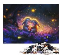 Puzzle da 1000 pezzi con due coniglietti che tengono in mano un cuore, quadrato, per adulti e bambini, gioco di puzzle in legno, 1000 pezzi (75x50 cm)