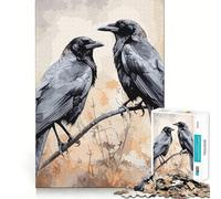 Puzzle da 1000 pezzi con due corvi neri, bordi lisci, gioco divertente e stimolante, ideale per momenti di relax e come regalo di compleanno (38x26cm)