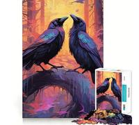 Puzzle da 1000 pezzi con due corvi neri, taglio preciso, divertente sfida mentale, gioco per il tempo libero, compleanno, arte e divertimento (38x52cm)