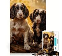 Puzzle da 1000 pezzi con due English Springer Spaniel in una foresta autunnale Gioco di logica e creatività, ideale per momenti di relax e come regalo di compleanno (50x75cm)