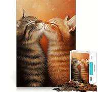 Puzzle da 1000 pezzi con due gatti che si baciano, taglio preciso, decorazione, logica, pensiero, gioco, calma, regalo di Natale (38x26cm)
