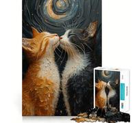 Puzzle da 1000 pezzi con due gatti, taglio preciso, divertente sfida mentale, gioco per il tempo libero, compleanno, attività artistica (50x75cm)