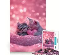 Puzzle da 1000 pezzi con due gattini e un cuore, perfetto per incastri, sfida artistica e mentale, gioco divertente per il tempo libero, regalo di compleanno (50x75cm)