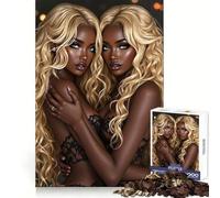 Puzzle da 1000 pezzi con due gemelle bionde in lingerie di pizzo per adulti, esercizio mentale, passatempo rilassante, taglio preciso, elegante regalo di Natale (38x26cm)