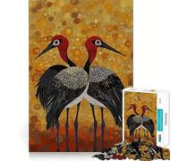 Puzzle da 1000 pezzi con due gru su sfondo dorato, bordi ben definiti, gioco cognitivo, divertente e rilassante, regalo di Natale (50x75cm)
