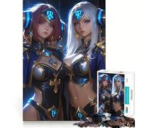 Puzzle da 1000 pezzi con due guerriere anime, personaggio di un anime, gioco con bordi perfetti, gioco cognitivo divertente, gioco lento, decorazione natalizia (38x26cm)