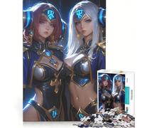 Puzzle da 1000 pezzi con due guerriere in stile anime gioco rompicapo regalo di compleanno con pezzi di forma casuale completamente ad incastro 50x75cm