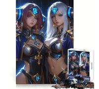 Puzzle da 1000 pezzi con due guerriere in stile anime, ideale per adulti, per allenare la concentrazione e creare un'atmosfera rilassante Perfetto come regalo (50x75cm)