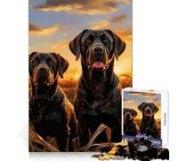 Puzzle da 1000 pezzi con due Labrador Retriever per adolescenti, stimola l'intelletto, divertiti e goditi il tempo libero, con bordi precisi, ideale per le vacanze (38x52cm)