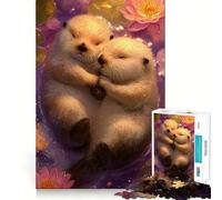 Puzzle da 1000 pezzi con due lontre che si coccolano tra le ninfee Gioco creativo con bordi sottili, stimolante per la mente e rilassante Regalo di Natale (38x52cm)