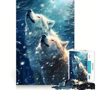Puzzle da 1000 pezzi con due lupi ululanti pezzi ben definiti gioco per lo sviluppo delle capacità cognitive ideale per momenti di relax e divertimento perfetto per l'esposizione natalizia (50x75cm)