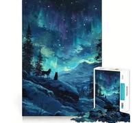 Puzzle da 1000 pezzi con due lupi ululanti, taglio preciso, decorazione, logica, pensiero, gioco, calma, regalo di Natale (38x52cm)