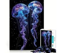 Puzzle da 1000 pezzi con due meduse luminose,gioco divertente e stimolante per risolvere piccoli problemi,ideale per momenti di relax e per la decorazione natalizia (38x52cm)