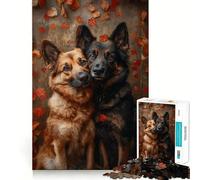 Puzzle da 1000 pezzi con due pastori tedeschi in autunno pezzi ben definiti gioco per lo sviluppo cognitivo ideale per momenti di relax e divertimento perfetto per l'esposizione natalizia (38x26cm)