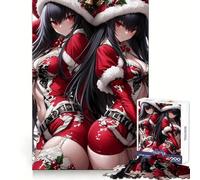 Puzzle da 1000 pezzi con due ragazze anime di Babbo Natale, ragazza waifu, ideale per adolescenti, una sfida mentale, divertimento rilassante e senza cuciture, perfetto per il compleanno (38x52cm)