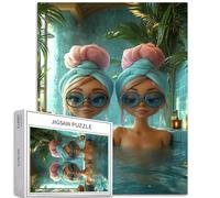Puzzle da 1000 pezzi con due ragazze nella vasca da bagno per adulti Sfondo artistico puzzle colorato fai da te per la decorazione della casa regali puzzle famiglia perfetto per serate di gioco 50 ×