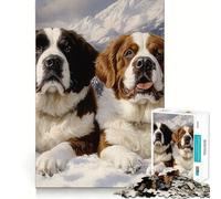 Puzzle da 1000 pezzi con due San Bernardo nella neve pezzi ben definiti gioco per lo sviluppo delle capacità cognitive ideale per momenti di relax e divertimento perfetto per l'esposizione natalizia