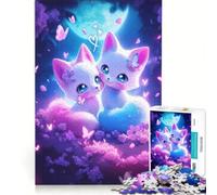 Puzzle da 1000 pezzi con due simpatiche volpi innamorate, gioco rilassante, antistress intellettuale, collezione d'artista, belle arti 38x52cm