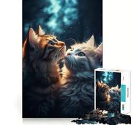 Puzzle da 1000 pezzi con due simpatici gatti, bordi sottili, gioco di abilità per la mente, rilassante, regalo di Natale (38x52cm)
