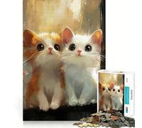 Puzzle da 1000 pezzi con due simpatici gattini, bordi lisci, gioco divertente e rilassante, ideale come regalo di compleanno (50x75cm)