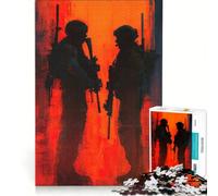 Puzzle da 1000 pezzi con due soldati in rosso e nero gioco fai-da-te rilassante e stimolante per la mente compleanno e Natale 38x26cm