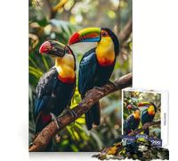 Puzzle da 1000 pezzi con due tucani su un ramo, ideale per ragazzi, stimolazione mentale, divertimento e svago, taglio di alta qualità, regalo perfetto (38x26cm)