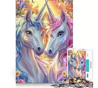Puzzle da 1000 pezzi con due unicorni in fiore, taglio preciso, divertente sfida mentale, gioco per il tempo libero, compleanno, attività artistica (38x52cm)