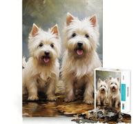 Puzzle da 1000 pezzi con due Westie dai bordi lisci, gioco divertente e stimolante, ideale per momenti di relax e come regalo di compleanno (38x52cm)