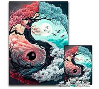 Puzzle da 1000 pezzi con eclissi lunare Yin e Yang puzzle in legno per adulti regalo fai da te per la casa gioco rompicapo 1000 pezzi (75x50 cm)