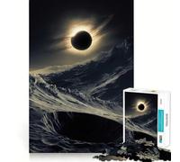 Puzzle da 1000 pezzi con eclissi solare su paesaggio alieno, ideale per ragazzi, gioco di logica, facile da completare, bordi netti, regalo per le festività (50x75cm)