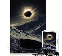 Puzzle da 1000 pezzi con eclissi solare su paesaggio alieno, ideale per ragazzi, gioco di logica, facile da completare, bordi netti, regalo per le festività (50x75cm)