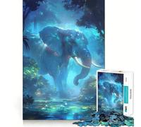 Puzzle da 1000 pezzi con elefante blu nella foresta,gioco di incastro preciso,stimola la logica,ideale per il tempo libero e come regalo di compleanno 38x52cm