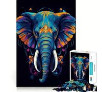 Puzzle da 1000 pezzi con elefante dai colori vivaci,gioco stimolante per la mente,fustellato ad alta precisione,divertente sfida per i momenti di attesa (50x75cm)