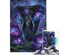 Puzzle da 1000 pezzi con elefante decorato in un'ambientazione floreale fantastica ideale per compleanni Natale ma anche come gioco divertente e umoristico per tutta la famiglia dai 14 anni in su