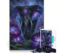 Puzzle da 1000 pezzi con elefante decorato in un'ambientazione floreale per ragazzi, puzzle di memoria, leggero, rilassante, immagine da assemblare, (50x75cm)