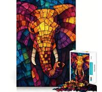 Puzzle da 1000 pezzi con elefante in vetro colorato per ragazzi gioco stimolante per il pensiero creativo semplice e divertente con incastri precisi ideale per creare un desiderio di Babbo Natale
