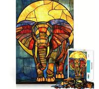 Puzzle da 1000 pezzi con elefante in vetro colorato per ragazzi, gioco stimolante per la mente, semplice e divertente, con incastri precisi, ideale per creare un desiderio di Babbo Natale 50x75cm