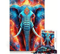 Puzzle da 1000 pezzi con elefante mistico al neon per adulti, gioco di logica, rilassante e divertente, taglio perfetto, regalo elegante (50x75cm)