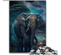 Puzzle da 1000 pezzi con elefanti colorati della foresta, in legno, idea regalo per le feste, opera d'arte umoristica, opera d'arte dettagliata 50x75cm per compleanno, festa, Natale, Halloween