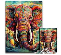 Puzzle da 1000 pezzi con elefanti colorati per adulti, ideale per gli innamorati, perfetto regalo di Natale, Capodanno, San Valentino 26X38CM/10,23x14,96 pollici