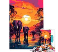 Puzzle da 1000 pezzi con elefanti e tramonto africano Un gioco avvincente per coltivare la pazienza rilassante che stimola l'analisi e la logica Un'opera d'arte un regalo perfetto (dimensioni 38x26cm)